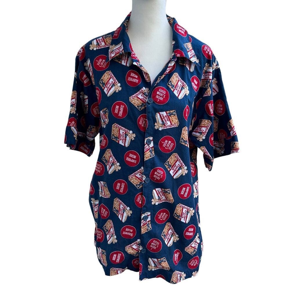 Cracker Jack '02 Vintage Button Front Shirt Small 100%‎ Cotton Made in Hong Kong